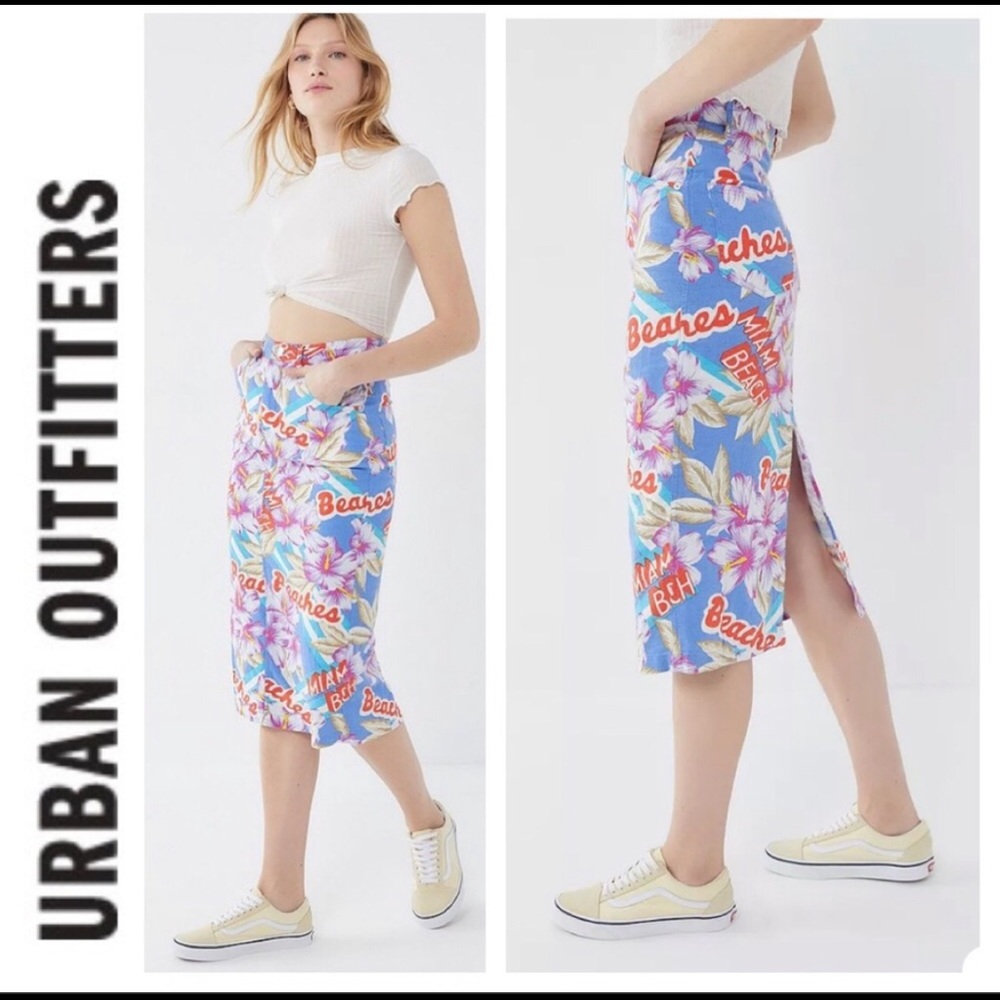 URBAN OUTFITTERS MIAMI BEACH NEW WITH TAGS LINEN MIDDI SKIRT SIZE XSMALL